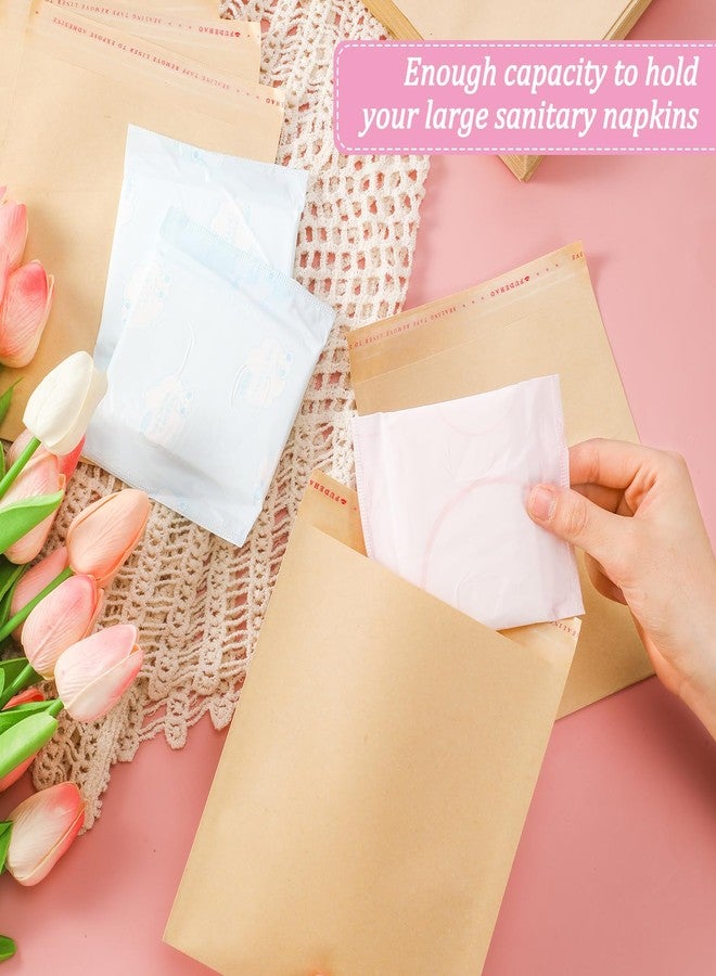 Dunzoom 200 Pcs Large Sanitary Napkin Disposal Bags Feminine Hygiene Disposal Bags 7.87 x 6.3 Inch Bulk Disposable Kraft Tampons Bags for Feminine Products with Self Adhesive for Women Girls - Image 4